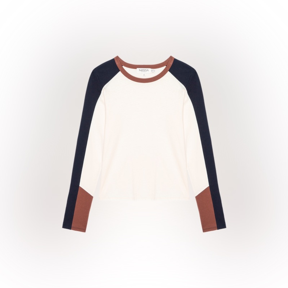 NATION Los Angeles Carmen Colorblock Organic Cotton Long Sleeve Tee M
